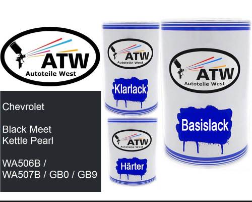 Chevrolet, Black Meet Kettle Pearl, WA506B / WA507B / GB0 / GB9: 500ml Lackdose + 500ml Klarlack + 250ml Härter - Set, von ATW Autoteile West.